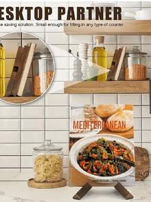 1pc Handmade Wooden Cookbook Stand, Rustic Farmhouse Recipe Book Holder For Kitchen Countertops And Cabinets! - Multicolor - View 8