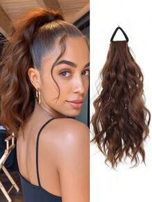 18-Inch High Crown Elastic Band Style High Ponytail Wig For Women, Real Hair Texture, Curly Ponytail Wig, Natural And Fluffy Ponytail, Easy-To-Style Wig, Suitable For Daily Wear - Multicolor - View 24