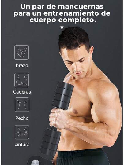 Juego de 2 Mancuernas Ajustables, Juego de Aancuernas de Peso Libre 4 en 1 para Mujer, Cada Una de 1 kg, 2 kg, 3 kg, 4 kg con Mango de Goma Suave ABS para Perfecto para Hacer Ejercicio en Casa -089