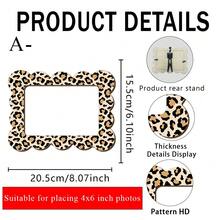 半件装创意豹纹木质相框，配有可拆卸蝴蝶结和嘴唇装饰，适合摆放在书桌、书架、卧室或客厅，也是一份很棒的周年纪念礼物。 - 相框擺件 - 查看 9