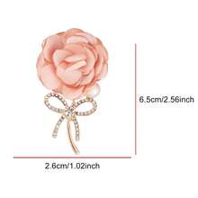1pc Elegant Fashion Wedding Bride Groom Rose Flower Brooch With Rhinestone Bow Tie, Suitable For Daily Wear, Wedding Ceremony, Gala, Business Meeting, Back To School, Teacher's Day, Valentine's Day, Mother's Day Gift - Multicolor - View 2