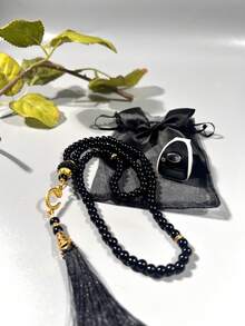 2pcs/Set Muslim Prayer Beads & Tasbih LED Ring Counter Set, Elegant Bow Gift Bag Packaging, Includes Handheld Ring Counter, Suitable For Prayer Counting, Activity Tracking, Holiday Gifting - Multicolor - View 5