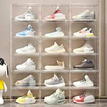 1-12PCS Fully Transparent Magnetic Front-Opening Shoe Box, Shoe Bag And Handbag Figure Storage Box, Multi-Layer Dustproof And Moisture-Proof Large Shoe Cabinet, Adopts Magnetic Opening And Closing Design, Easy Opening And Closing And Good Sealing, Fully Transparent Box, Clear Display, Dustproof And Moisture-Proof - Multicolor - View 1