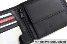 Frentree Geldbörse 12 Kartenfächer und RFID-Schutz, aus echtem Nappaleder, Querformat Portemonnaie, mit Geschenkbox, Herren - Schwarz - Übersicht 4