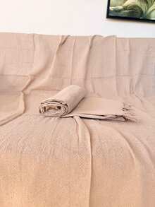 Set Of 2 Throws For Sofa Or Bed, 100% Cotton, Size 210x120, Decorative And Protective Cover For A New And Elegant Home - 沙 - 查看 6