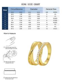 2pcs/Set Women's Gold-Plated Zirconia Ring Set, Twisted Design (Engraved + Micro-Inlaid Zirconia), Minimalist Elegant Style, Suitable For Daily Commute/Versatile, Fashionable Birthday Gift - Gold - View 4