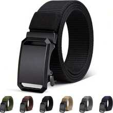 Thick Double-Layer Nylon Tactical Belt With Automatic Buckle, Men's Sliding Buckle Waist Belt - Multicolor - View 1