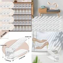 Shoe Slots Organizer24PACK Shoe Stackers Shoe Rack Holder 50% Space Saver Double Layer Stack Shoe Racks For Closet Organization Transparent - 12 Pack - View 7