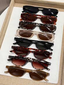 8pcs Leopard Print Plastic Multicolor Geometric Full Frame Classic Women's Glasses Set, Suitable For Various Face Shapes, Applicable For Carnival Parties, Outdoor Activities, Fashion Matching, Back To School, Etc. - 8pcs Black Leopard Print - View 3
