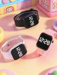 3pcs/Set LED Electronic Watch With Time & Date Display, Suitable For Students, Fashion Accessory, Great For Back To School, Christmas, Birthday Gifts, Daily Wear - Multicolor - View 3