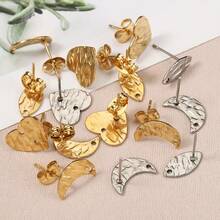 10个不锈钢眼睛形状耳钉，带耳塞，DIY珠宝制作配件耳环组件 - 彩色 - 查看 2