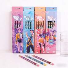 12 Pieces/1 Box Girl Group Boxed 2B Pencils, Peripheral Pencil Set, Suitable For Writing, Holiday Gifts, Birthday Gifts - Multicolor - View 3
