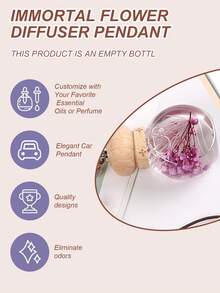 车载香氛吊坠 - 玻璃瓶内含永生花，可定制精油或香氛，优雅的悬挂式香薰，适用于汽车和家居 - 永生花車掛 - 查看 5