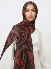 1pc New Printed Scarf, High-End Gradient Marble Watercolor Print, Elegant Women's Headscarf, Soft Material, Multifunctional Sun Protection/Windproof Scarf Shawl, Suitable For Daily Life/Festivals/Parties, Can Be Worn As Abaya Accessory Or Ladies Veil To Match Dresses. - Multicolor - View 20