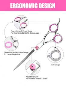 6-In-1 Professional Pet Grooming Scissors Set, Includes Curved Scissors And Stainless Steel Comb, Right-Handed Pet Haircut Tool Kit, Suitable For Dogs And Cats - Multicolor - View 4