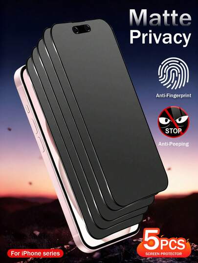 Yezodawee 5pcs Matte Privacy Screen Protectors Compatible With IPhone 16ProMax/16Plus/Compatible With IPhone15ProMax/14/13/12/11/XR/X/XS/7/8, 9H Anti-Peeping Matte Tempered Glass Privacy Film, 2.5D Anti-Fingerprint Matte Anti-Spy Screen Protector (6.1 Inch), Full Coverage Matte Anti-Peeping Glass Screen Protector Frosted Screen Protection Essentials, Applicable To Daily Shield, Office, Home Daily Shield Office Home Phone Screen Protector Phone Accessories Waterproof Shockproof Anti-Fall Scratch Resistant