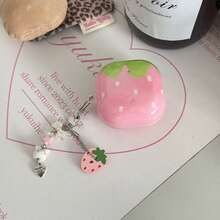 极简粉色草莓耳机盒，带草莓吊坠，兼容华为Freebuds 7i、新款Freebuds Clip 2、Freebuds SE3、Freebuds 5i、Pro 3，可爱韩版耳机盒 - 粉色 - 查看 10