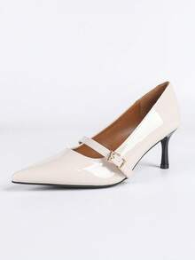 French Pointed Toe Slip-On Pumps, Versatile Hollow Out Stiletto Heel, Elegant Lady Style Work Shoes, Spring/Summer - Apricot - View 7