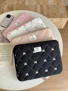 11/13/15 Inch Laptop Sleeve Bag, Cute Diamond Embroidery Bow Design Tablet Pouch - Multicolor - View 1