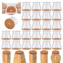 8/24 piezas Protectores de piso para patas de silla, almohadillas de muebles para pisos de madera dura, tapas de silicona para patas de silla, protegen los pisos de rayones y reducen el ruido, almohadillas de fieltro suave para un contacto suave con el piso, adecuado para uso doméstico y de oficina - redondo - Ver 1