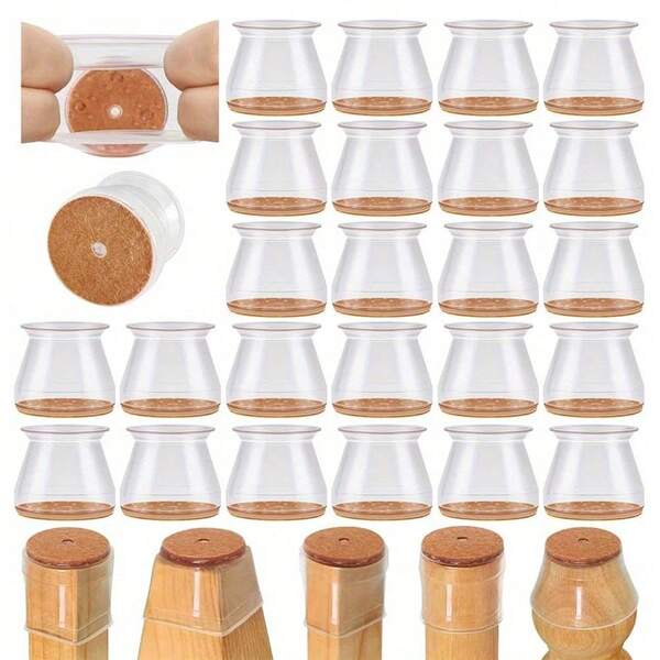 8/24 piezas Protectores de piso para patas de silla, almohadillas de muebles para pisos de madera dura, tapas de silicona para patas de silla, protegen los pisos de rayones y reducen el ruido, almohadillas de fieltro suave para un contacto suave con el piso, adecuado para uso doméstico y de oficina