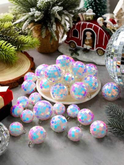 8个彩虹迪斯科镜面球，反光迪斯科球装饰，70年代迪斯科蛋糕装饰，婚礼生日派对音乐节装饰