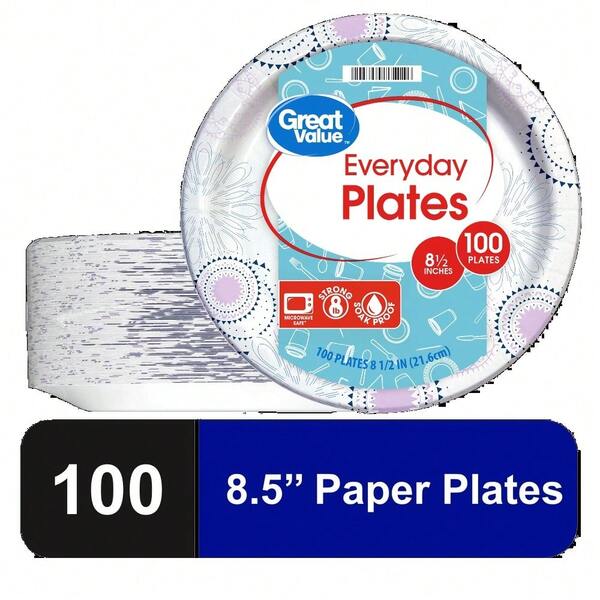 -Friendly PLA Disposable Paper Plates - 8.5 Inch Large Size, Won't Warp, Ideal For Parties & Home Gatherings (100 Count)