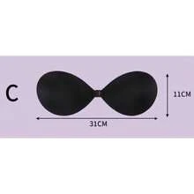 1pc Black Invisible Silicone Bra - Natural Push-Up Bonding - Buckle Design For A Secure Fit - Women's Underwear And Lingerie Accessories - Natural Push-Up Bonding - Push-Up Bras, Invisible Strapless Bras, Breathable And Skin-Friendly Women's Sticky Bras, Reusable Backless Bras For Women's Bras And Bra Accessories - Invisible Push Up For Daily Casual Tops - Valentine's Day - 黑色 - 查看 11