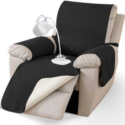 YSTYLE Large 1-Seater Relaxing Reclining Chair Cover, Waterproof Electric Reclining Chair Cover, Universal Armchair Cover, Armchair Cover With Side Pockets