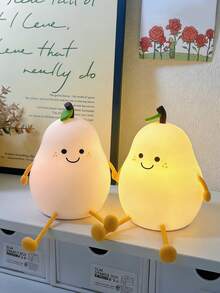 1pc Cute Pear-Shaped Touch LED Lamp With Color Changing Function, 7-Color Adjustable Soft Lighting Suitable For Bedroom, Ideal Birthday Gift, Bedside Decor, Rechargeable Battery, Charming Nightlight Design For Bedroom - Multicolor - View 5