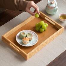 Bandeja com alça ondulada (1 unidade), prato para sobremesas, travessa multiuso para frutas, ideal para decoração de mesa de jantar e para servir em casa e na cozinha. - Bandeja com alça ondulada - Ver 6