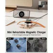 3-In-1 Retractable Magnetic Wireless Charging Holder For Phone, Watch And Earphones, Made Of Zinc Alloy Metal - A - View 8