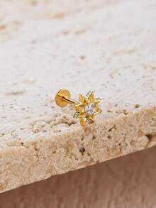 1pc Fashionable Diamond Star Stud Earrings, Suitable For Women's Daily Wear - Star - View 3