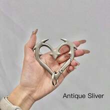 Heartbreaker Carabiner Gothic Heart-Shaped Metal Keychain Heavy Duty Bold Design Zinc Alloy Keys Bags Statement Fashion Accessories - Antique Silver - View 9