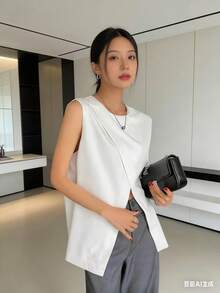 Women's Long Pink And White Knit Dress For Pre-Wedding, Civil Wedding, And Beach Wedding - 白色 - 查看 3