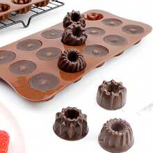 1/2pcs Chocolate Mold, Hollow Flower Pattern Design, Suitable For Chocolate, Candy, Cookie And Ice Cube Molds, As Well As Craft And Baking Tools - Brown - View 4