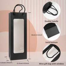 Paquete de 20 Bolsas de Regalo para Vino Cyblinia con Ventana Transparente de 14.2 x 4.9 x 3.4 Pulgadas, para Bodas, San Valentín, Cumpleaños y Fiestas - Negro998 - Ver 1
