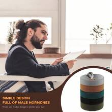 6Pcs/Set Flat Knotted Men Hair Ties Hair Accessories Solid Elastic Hair Bands No Damage Man Bun Hair Tie - Multicolor - View 4