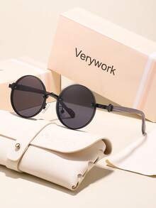 Verywork 1pc Women's Round Full Frame Personalized Classic Elegant Fashion Design Casual Basic Sunglasses, Suitable For Daily Life, Driving, Camping, Travel, Outings, Summer Beach, Vacation, Street Photography And More - Multicolor - View 8