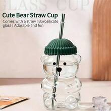 500毫升玻璃水杯，配创意卡通吸管，冷饮杯，咖啡杯，果汁杯 - 彩色 - 查看 5