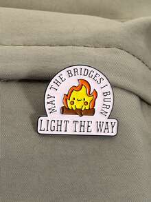 1Pc May The Bridges I Burn Light The Way Enamel Pins Campfire Brooches Lapel Badges Cute Cartoon Jewelry Gift For Friends - Multicolor - View 10