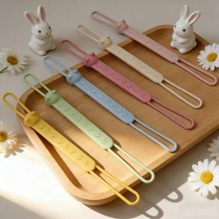 Pacifier Clip Silicone Pacifier Leash, Cat Style, One-Piece Pacifier Clip, Stroller & Crib Hanging Strap, No Clips - Multicolor - View 3