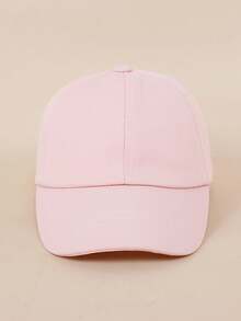 1pc Kids' Solid Color Casual Fashion High Ponytail Sun Protection Baseball Cap - Pink - View 3