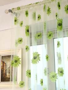 1件简约时尚经典向日葵薄纱窗帘，透气性好，适用于阳台、卧室、客厅 - 彩色 - 查看 14