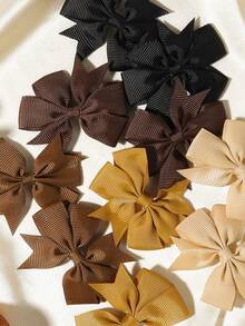 10 buah Jepit Rambut Pita Vintage, Serbaguna untuk Kembali ke Sekolah/Sehari-hari, Pilihan Hadiah yang Bagus untuk Liburan - Coklat - View 5