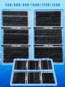 720/684/648pcs Eyelash Glue Set, Create Natural & Voluminous Lashes. D-Curl False Eyelashes, Soft & Fluffy, 9-16mm, Cluster Lashes, Individual Lashes, DIY Eyelash Extension - Baby Blue - View 5