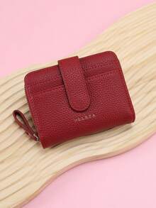 Wavhen Minimalist Style Short Wallet, Compact Zipper Wallet With Textured Leather, Multi-Functional Coin Purse Card Holder Clutch - Small - View 6