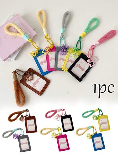 Double Layer Colored Pu Card Holder, Student Lanyard, Id Card Protection Cover, Star Chasing Small Card Holder, Backpack Pendant, Suitable For Bank Cards, Star Chasing Small Cards, Campus Cards, Meal Cards, Valentine's Day, Birthday Gifts, Satisfying Gifts For Star Chasing People, Essential For Traveling And Business Trips