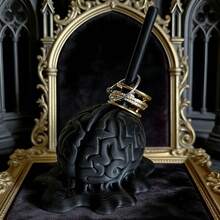 1个3D打印大脑造型首饰收纳架，独特首饰戒指架，暗黑风格戒指展示架，别致设计首饰架，节日礼物，派对礼品，送给她的礼物 - 黑色 - 查看 5