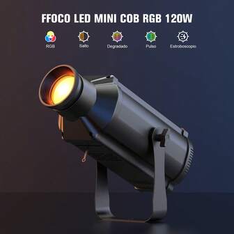 Mini focos de escenario RGB COB de 120 W, enfoque manual, control de zoom, luces de discoteca activadas por sonido DMX512 para DJ, espectáculos, escenarios, eventos, bodas, conciertos y bailes.